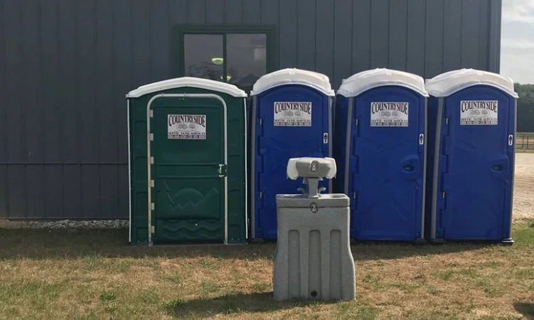 portable restrooms and handwashing station