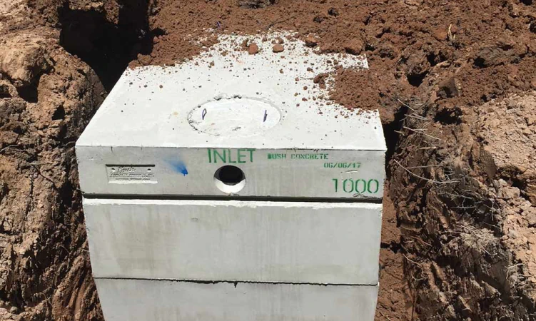 septic tank being installed